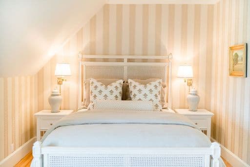 Located on the 3rd floor with a view of the barns, this room has a king-sized bed, writing desk and a marble tiled bathroom with a walk-in shower. 250 sq. ft.